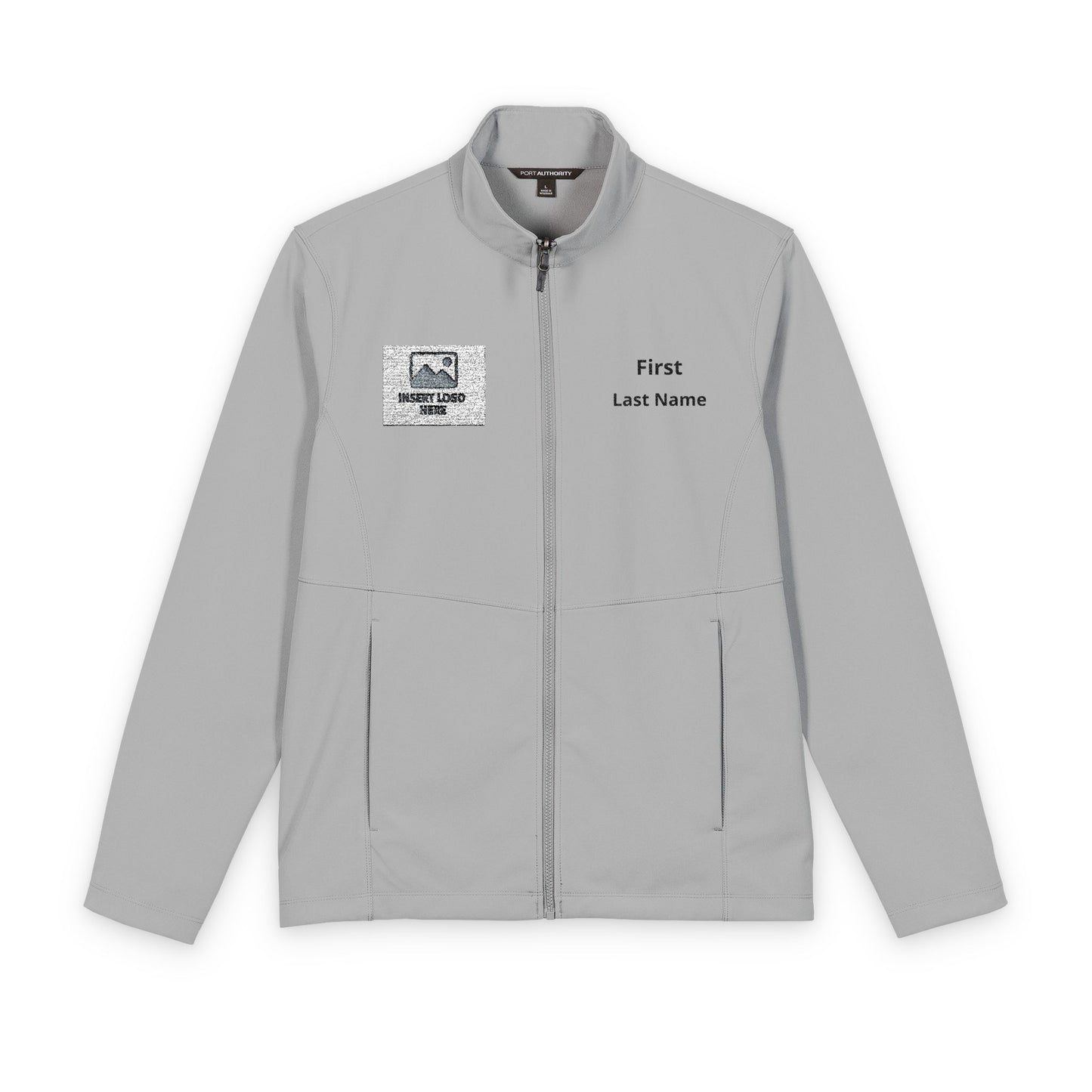 Light Color Embroidered Men's Soft Shell Jacket — Personalized Name & Logo