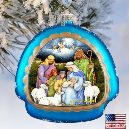 Holy Night Glass Ornament by Susan Winget - Nativity Holiday Decor - 756-205-SW-0