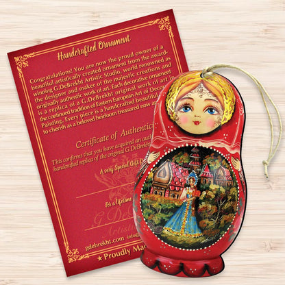 Scarlet Flower Matreshka Wooden Ornaments by G. DeBrekht - Christmas Santa Snowman Decor - 8115103-3