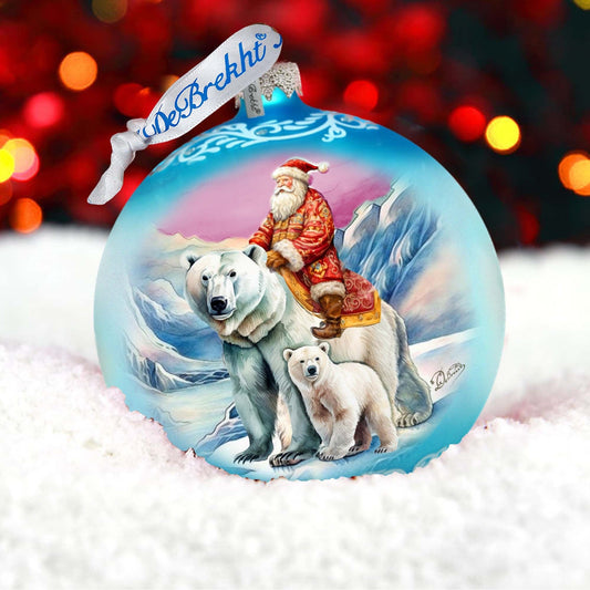 Arctic Adventurer Lg Glass Ornament by G.Debrekht - Christmas Santa Snowman Decor - 73966-0