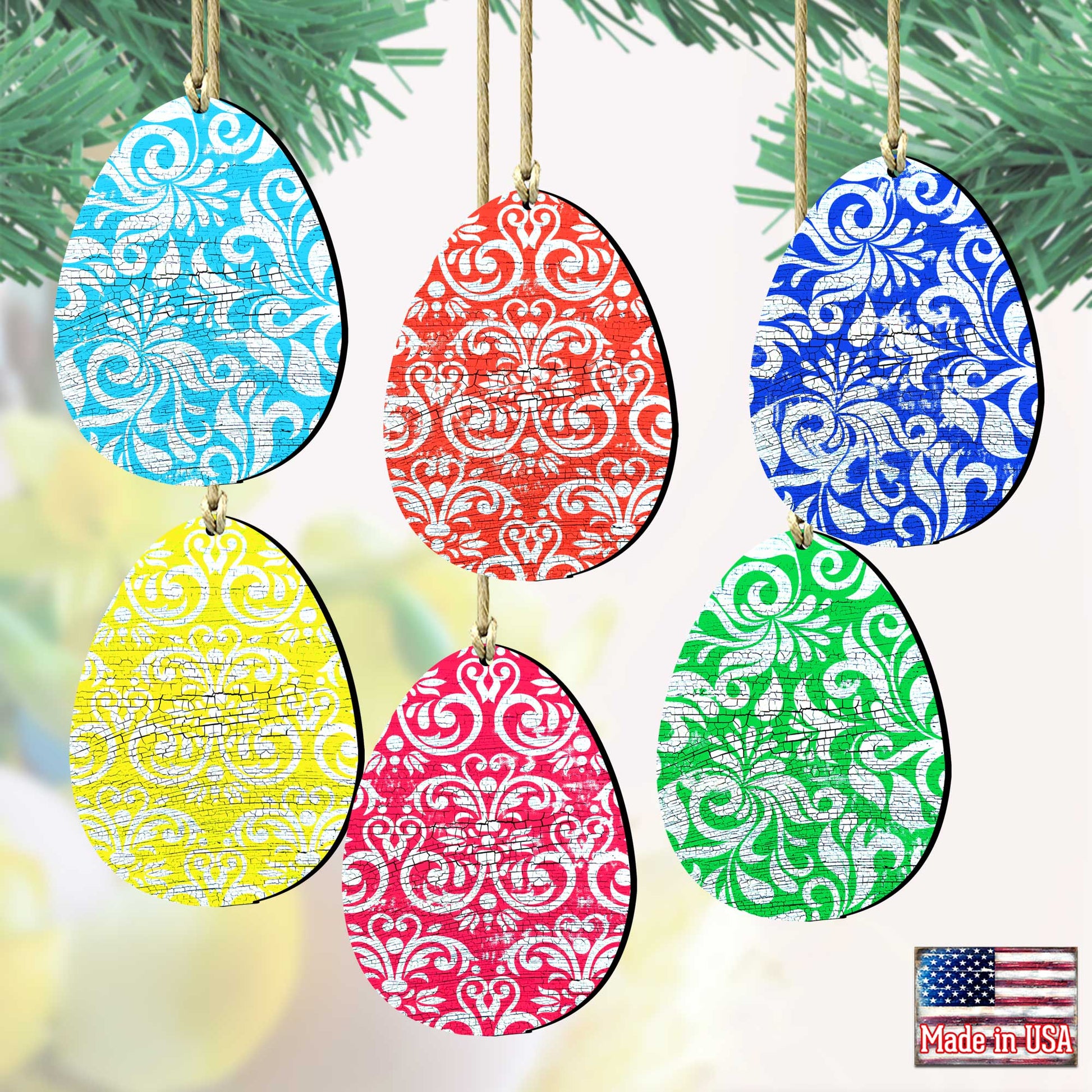 Colorful Eggs Wooden Ornaments Set of 6 by G. DeBrekht - Designocracy - 8199712-S6-2