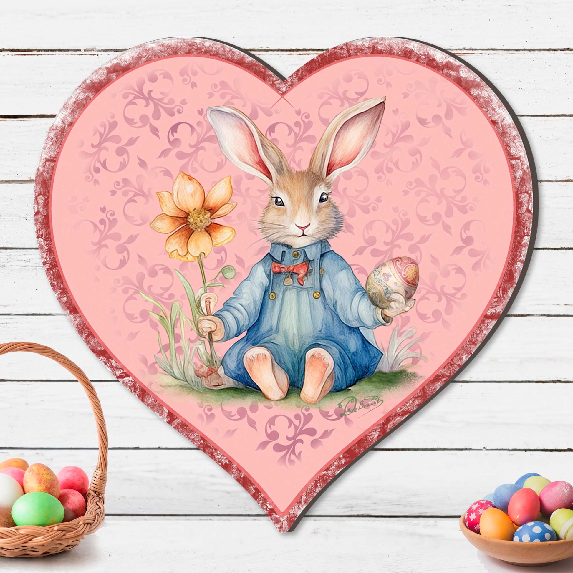Easter Bunny Heart Holiday Door Decor by G. Debrekht - Easter Spring Decor - 8652780H-2