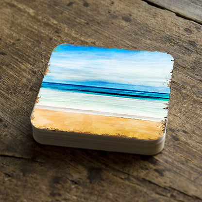 Beach Coastal Wooden Cork Coasters Gift Set of 4 by Nature Wonders - Coastal Sea-Life Decor - 95226C-S4-2