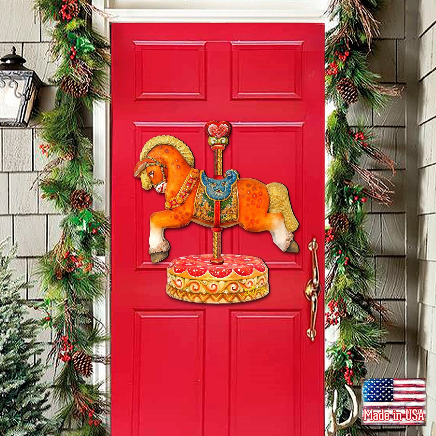 Carousel Horse Christmas Holiday Door Decor by G. DeBrekht - Carousel Holiday Decor - 8114041-1H-0
