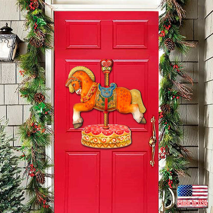 Carousel Horse Christmas Holiday Door Decor by G. DeBrekht - Carousel Holiday Decor - 8114041-1H-0