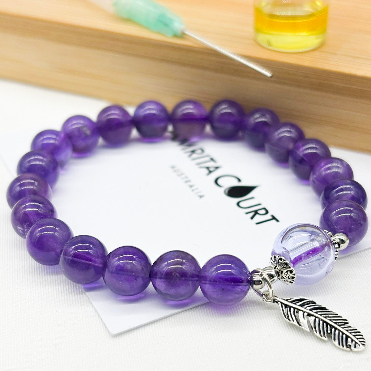 Sterling Silver Crystal Aroma Bracelet - Amethyst | Energy & Healing | Diffuser Jewellery | Gift for her-0