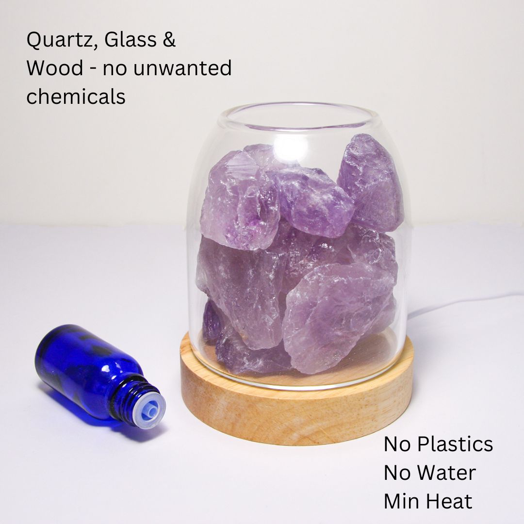 AURORA 2 Crystal Light | Essential Oil Diffusing | Natural Quartz 500g | Amethyst / Green Calcite-3