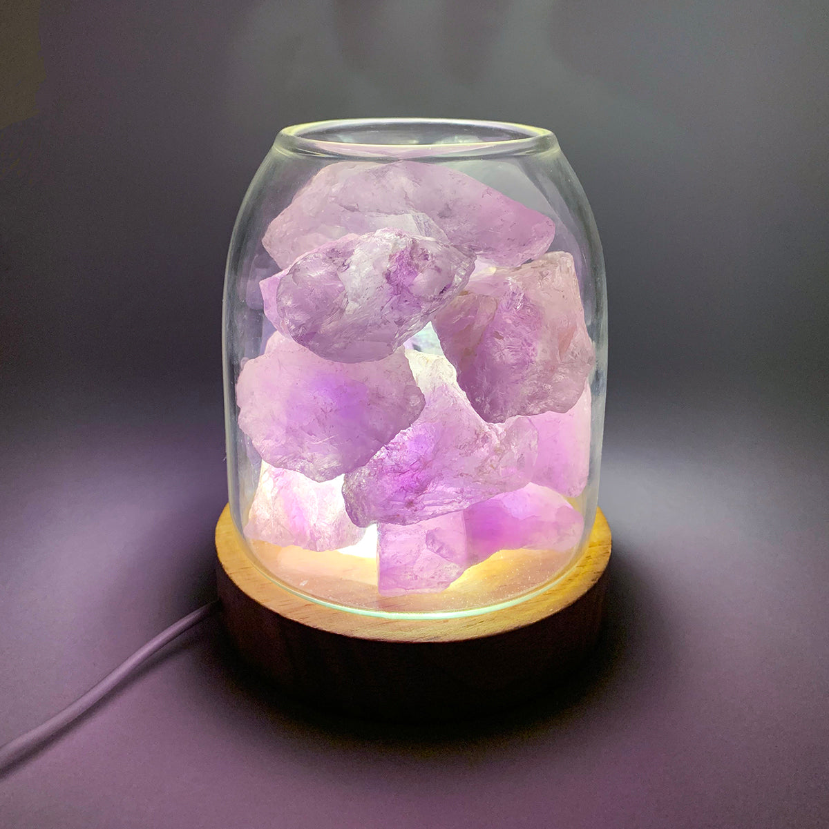 AURORA 2 Crystal Light | Essential Oil Diffusing | Natural Quartz 500g | Amethyst / Green Calcite-0