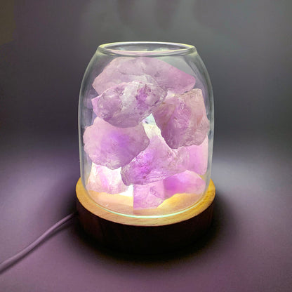 AURORA 2 Crystal Light | Essential Oil Diffusing | Natural Quartz 500g | Amethyst / Green Calcite-0