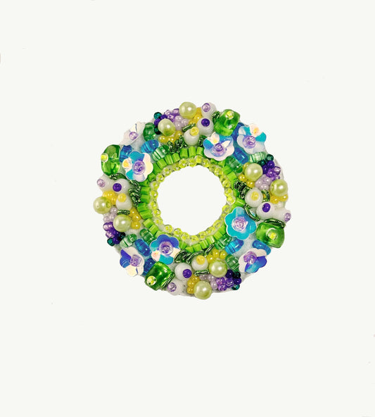 Beadwork kit for creating brooch Crystal Art Spring wreath BP-364C-0