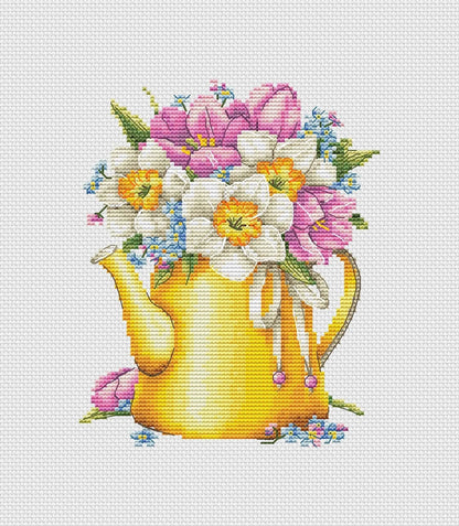 Yellow Teapot - PDF Cross Stitch Pattern-0