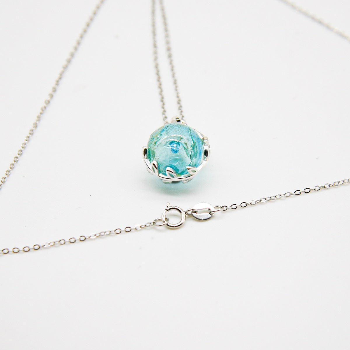 Murano Planet Aroma Necklace - Celestial Aqua | Handcrafted Essential Oil Diffuser Jewelry-0