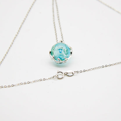 Murano Planet Aroma Necklace - Celestial Aqua | Handcrafted Essential Oil Diffuser Jewelry-0