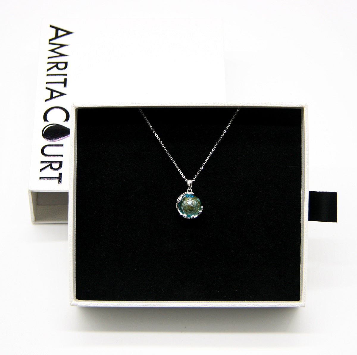 Murano Planet Aroma Necklace - Celestial Aqua | Handcrafted Essential Oil Diffuser Jewelry-4