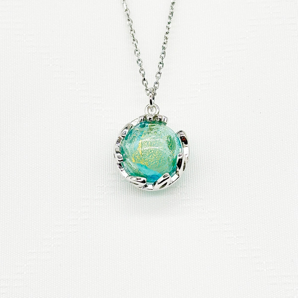 Murano Planet Aroma Necklace - Celestial Aqua | Handcrafted Essential Oil Diffuser Jewelry-2