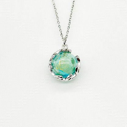 Murano Planet Aroma Necklace - Celestial Aqua | Handcrafted Essential Oil Diffuser Jewelry-2