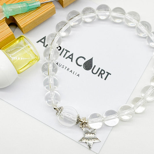 Sterling Silver Crystal Aroma Bracelet - Clear Quartz | Energy & Healing | Diffuser Jewellery | Gift for her-0