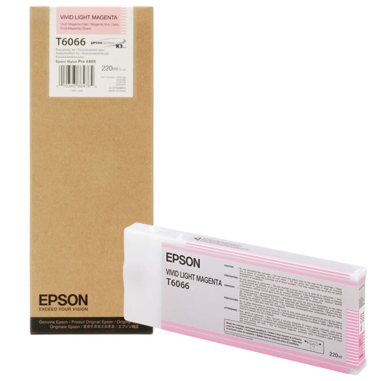 Original Epson 220ml UltraChrome K3 Vivid Light Magenta Ink Cartridge, T606600-0
