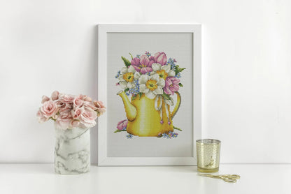 Yellow Teapot - PDF Cross Stitch Pattern-1