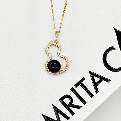 Golden Gourd Aroma Necklace - Amethyst | Energy & Healing | Diffuse on the go | Sterling Silver Chain-1