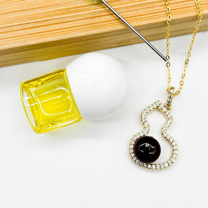 Golden Gourd Aroma Necklace - Amethyst | Energy & Healing | Diffuse on the go | Sterling Silver Chain-3