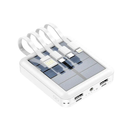 Large-capacity 20000 mAh outdoor mini mobile power bank with its own line solar power sharing four-wire power bank-0