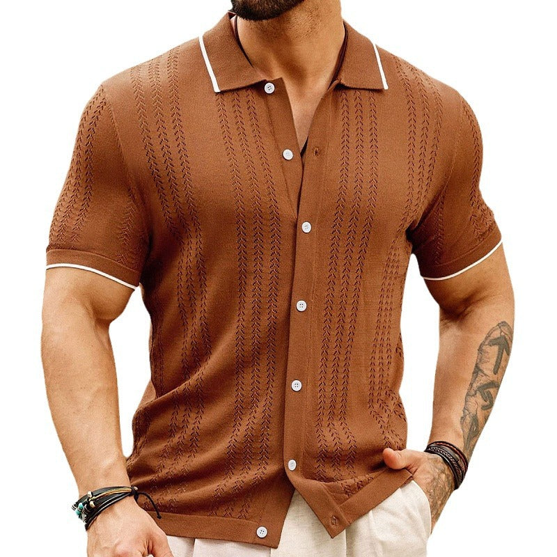 Men's Casual Thin Business Knitted Polo Shirt