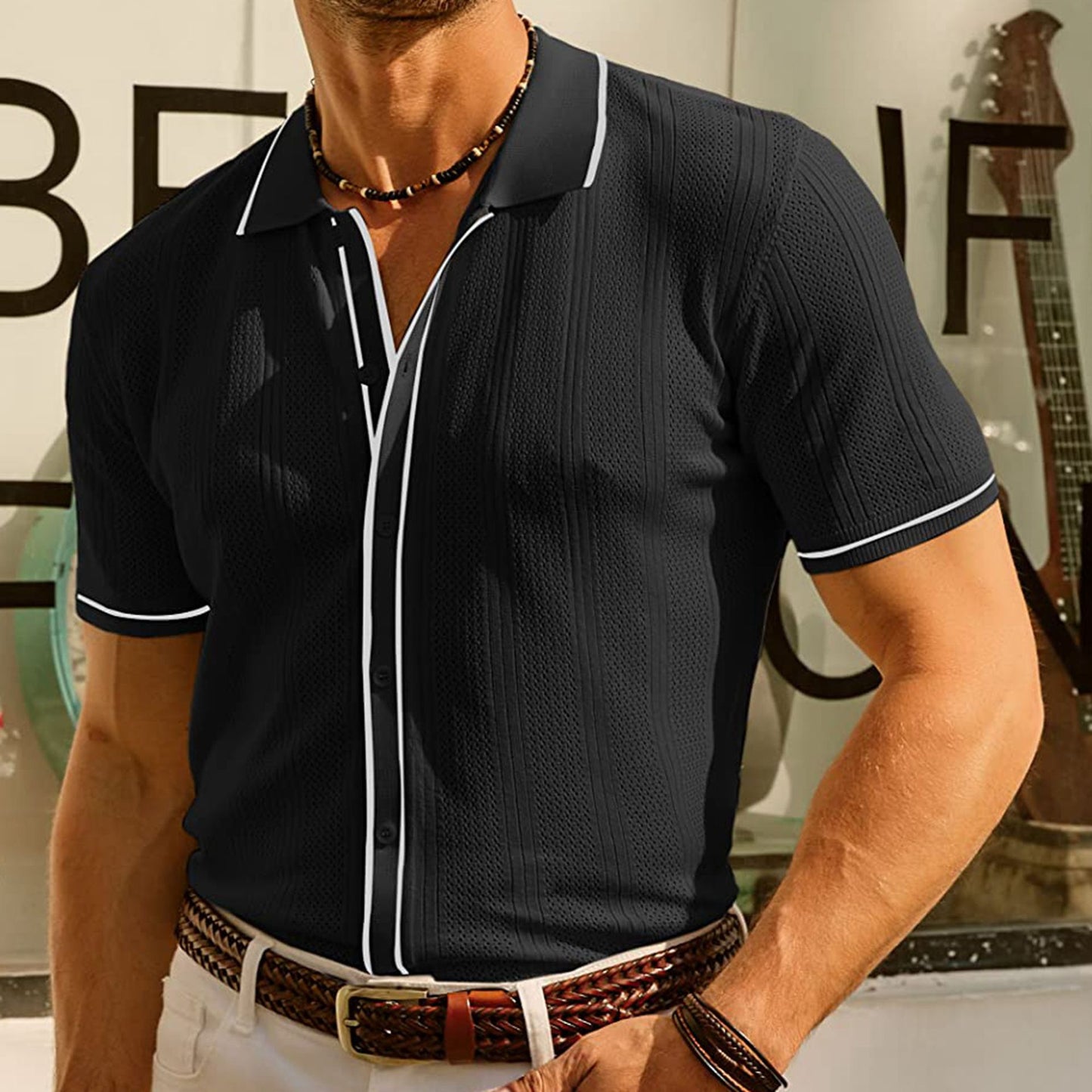 Men's Summer Tencel Knitwear Casual Short Sleeve