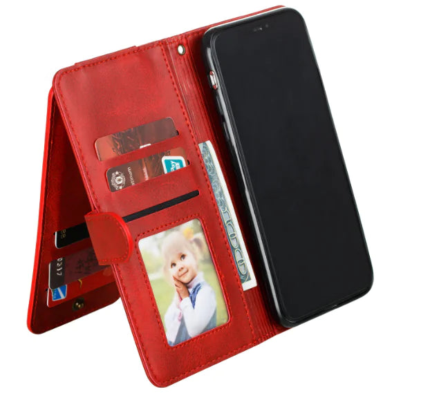 Zipper Flip Wallet Leather Case For iPhones