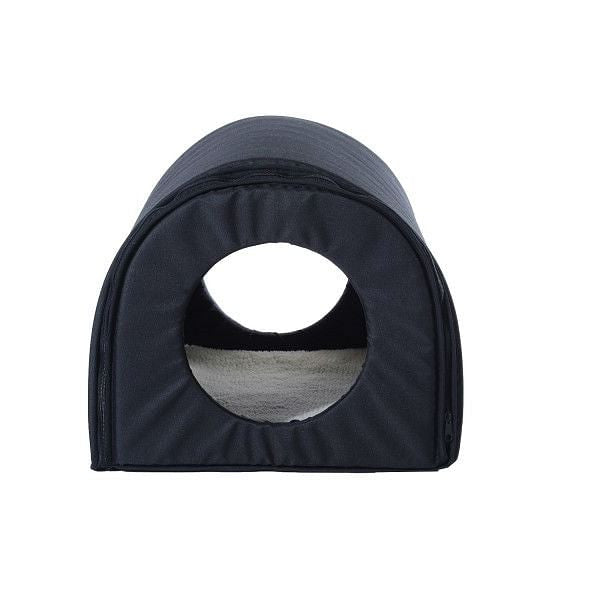 Outdoor Heated Cat House with Warm Padded Bed in Black-2