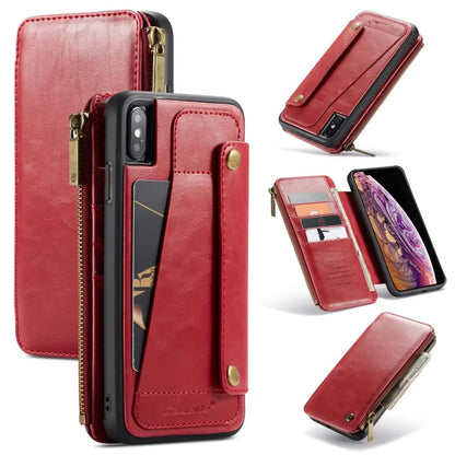 Zipper Flip Wallet Leather Case For iPhones