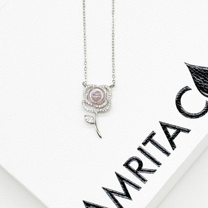 Sterling Silver Rose Garden Aroma Necklace - Pink | Energy & Healing | Diffuse on the go-1