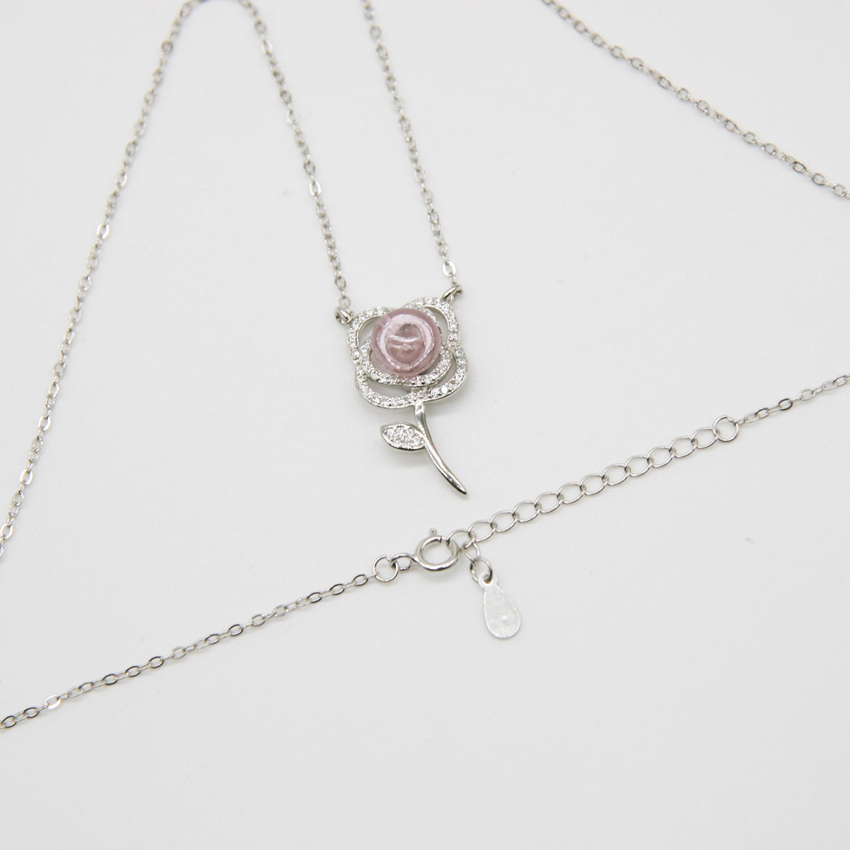 Sterling Silver Rose Garden Aroma Necklace - Pink | Energy & Healing | Diffuse on the go-4