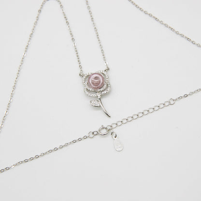 Sterling Silver Rose Garden Aroma Necklace - Pink | Energy & Healing | Diffuse on the go-4