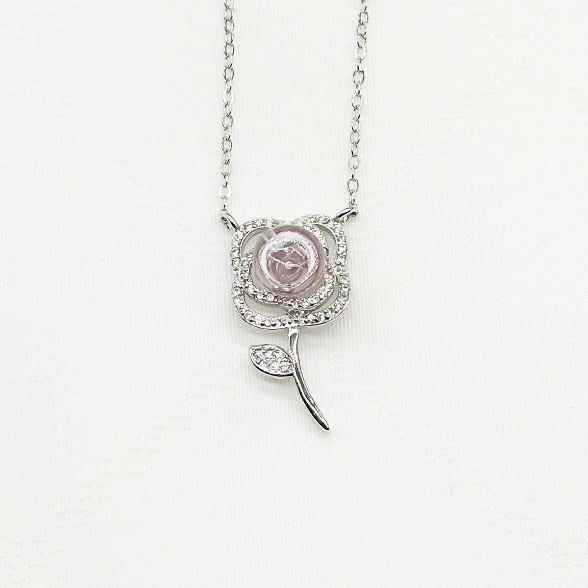 Sterling Silver Rose Garden Aroma Necklace - Pink | Energy & Healing | Diffuse on the go-0