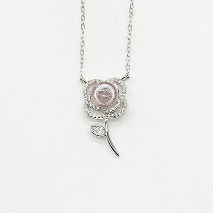 Sterling Silver Rose Garden Aroma Necklace - Pink | Energy & Healing | Diffuse on the go-0