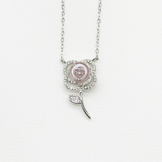 Sterling Silver Rose Garden Aroma Necklace - Pink | Energy & Healing | Diffuse on the go-0