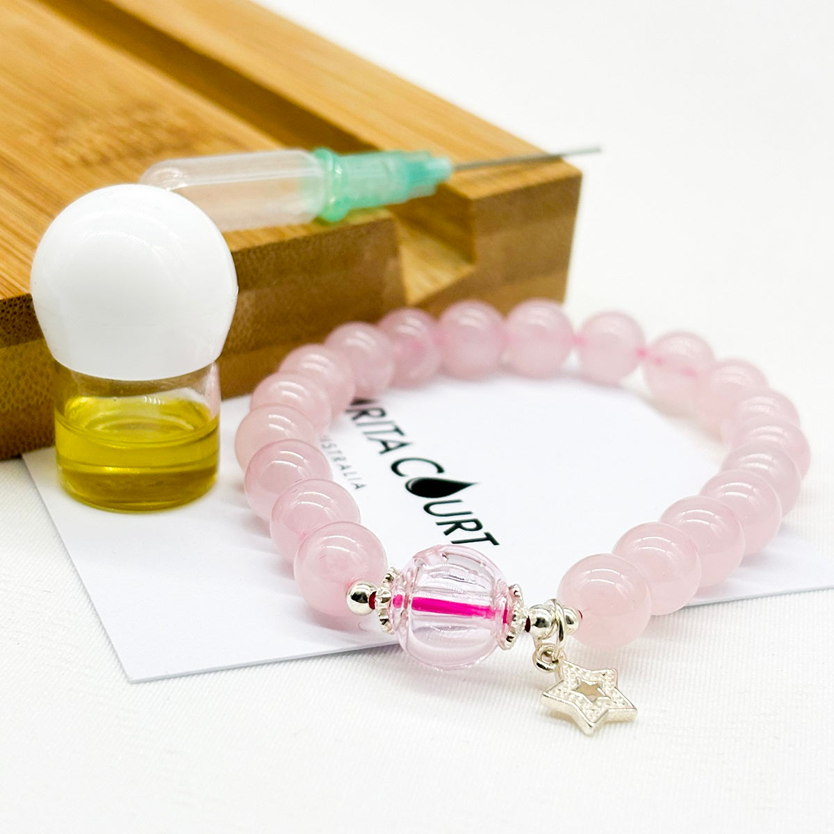 Sterling Silver Crystal Aroma Bracelet - Rose Quartz | Energy & Healing | Diffuser Jewellery-3