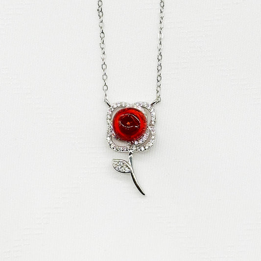 Sterling Silver Rose Garden Aroma Necklace - Crimson | Energy & Healing | Diffuse on the go-0