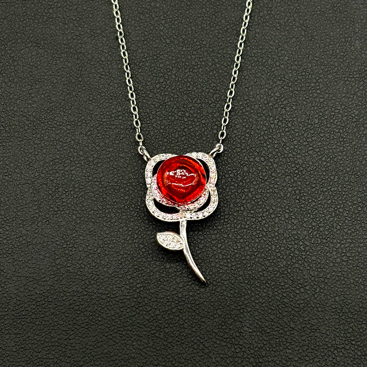Sterling Silver Rose Garden Aroma Necklace - Crimson | Energy & Healing | Diffuse on the go-2