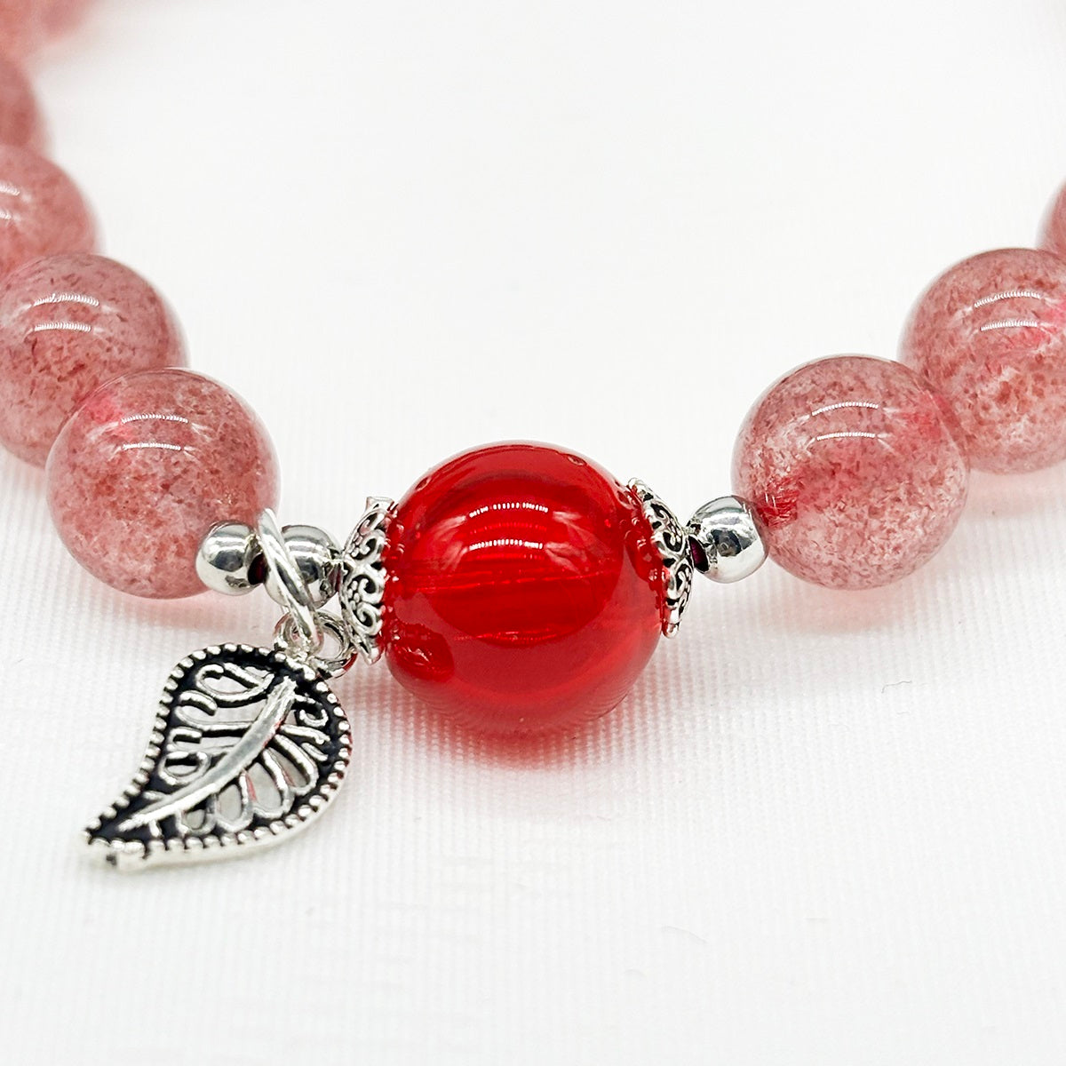 Sterling Silver Crystal Aroma Bracelet - Strawberry Quartz | Energy & Healing | Diffuser Jewellery-2