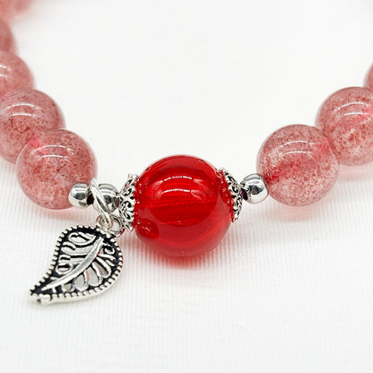 Sterling Silver Crystal Aroma Bracelet - Strawberry Quartz | Energy & Healing | Diffuser Jewellery-2