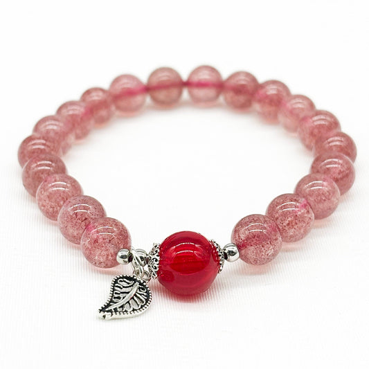 Sterling Silver Crystal Aroma Bracelet - Strawberry Quartz | Energy & Healing | Diffuser Jewellery-0
