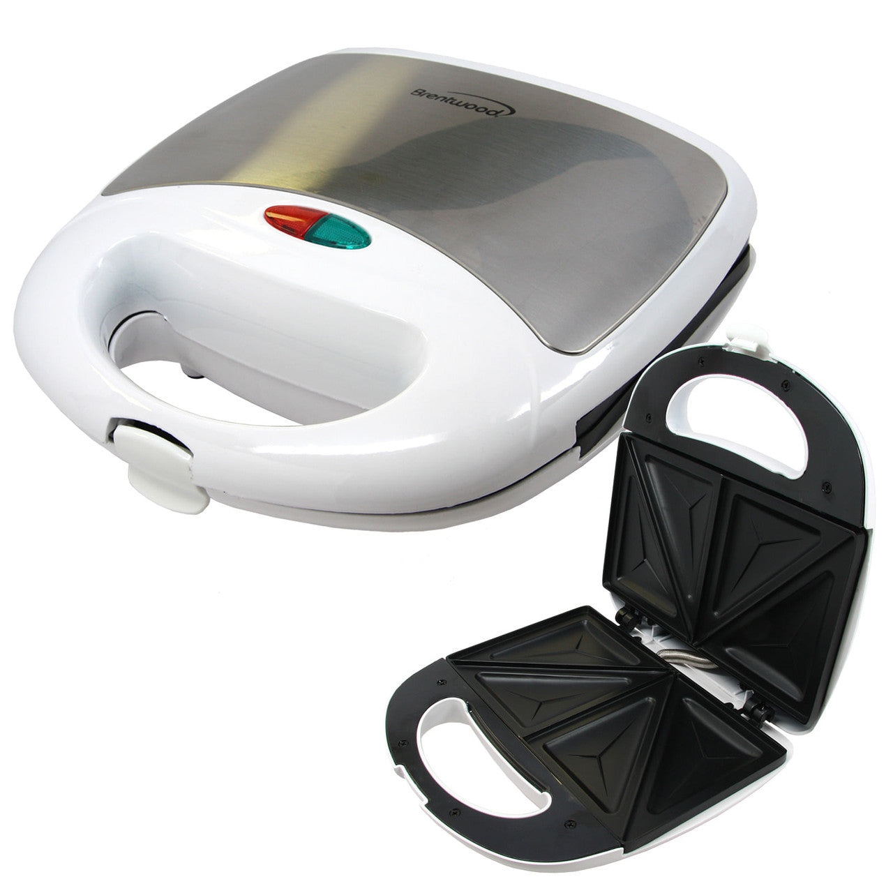 Brentwood Non Stick Compact Dual Sandwich Maker in White-0