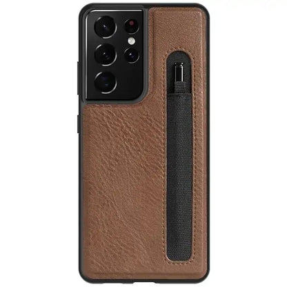 Samsung Galaxy S21 Ultra Case Age Leather Back Cover With Pocket Holder