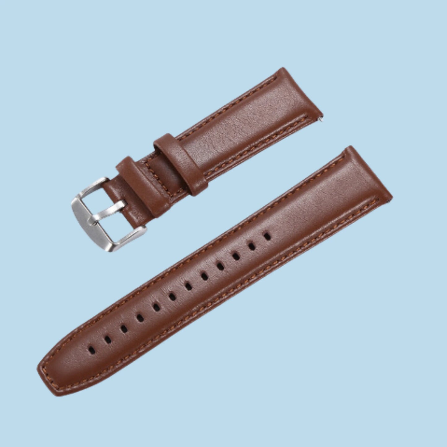 Brown Leather Smart Watch 22mm Band