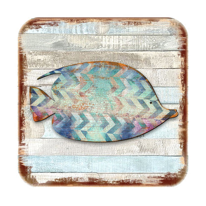 Tropical Fish Coastal Wooden Cork Coasters Gift Set of 4 by Nature Wonders - Coastal Sea-Life Decor - 8198527-2-9C-S4-4