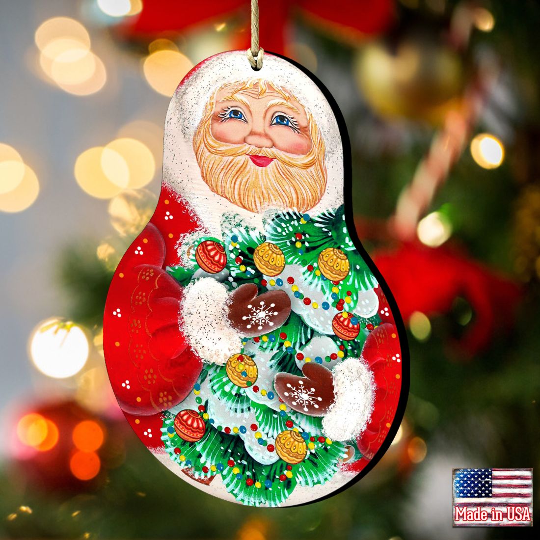 Santa Nesting Doll Wooden Ornaments by G. DeBrekht - Christmas Santa Snowman Decor - 8115011-2-2