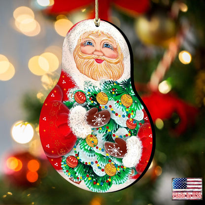 Santa Nesting Doll Wooden Ornaments by G. DeBrekht - Christmas Santa Snowman Decor - 8115011-2-2