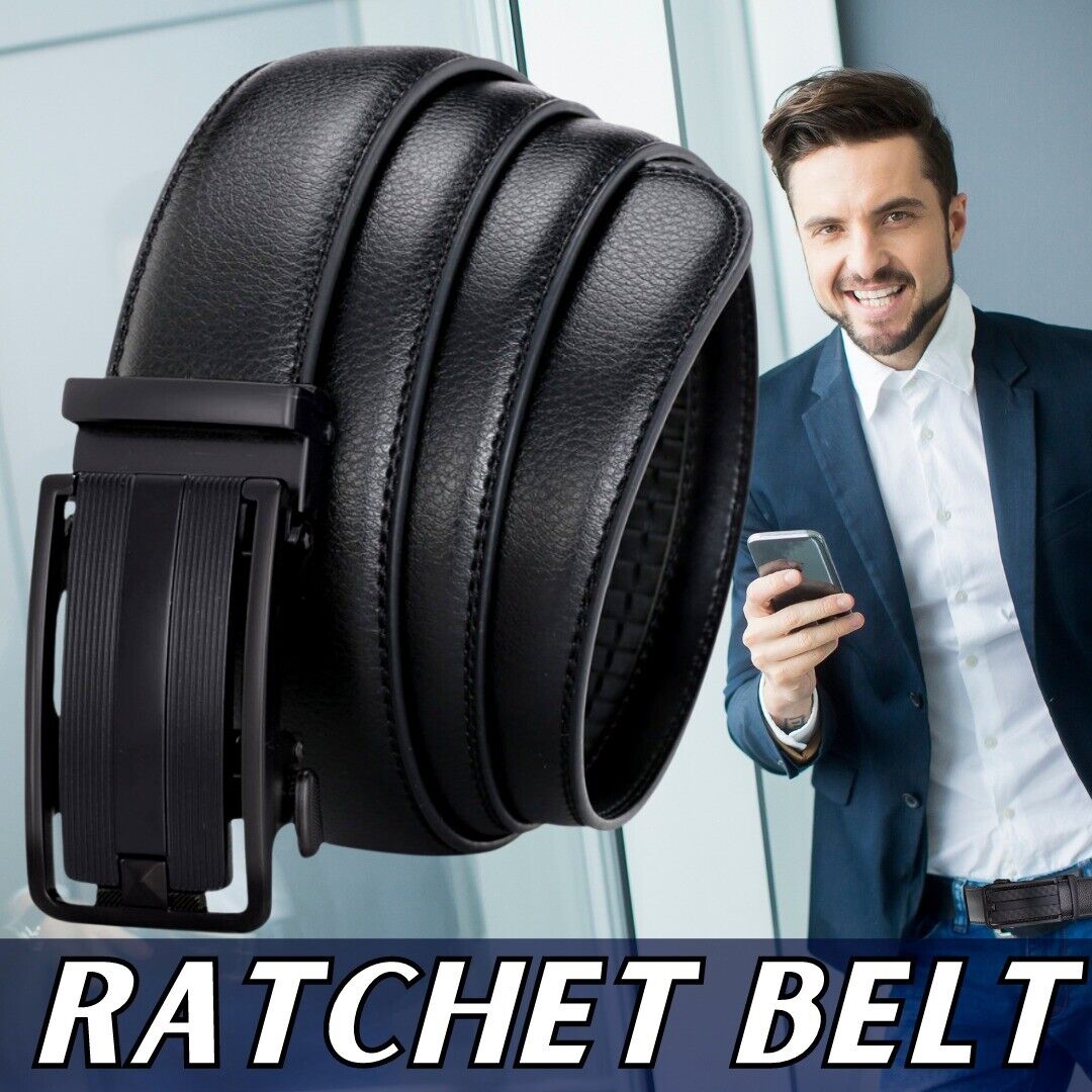 Men's Ratchet Belt Leather Mens Belt With Slide Buckle Ratchet Belts